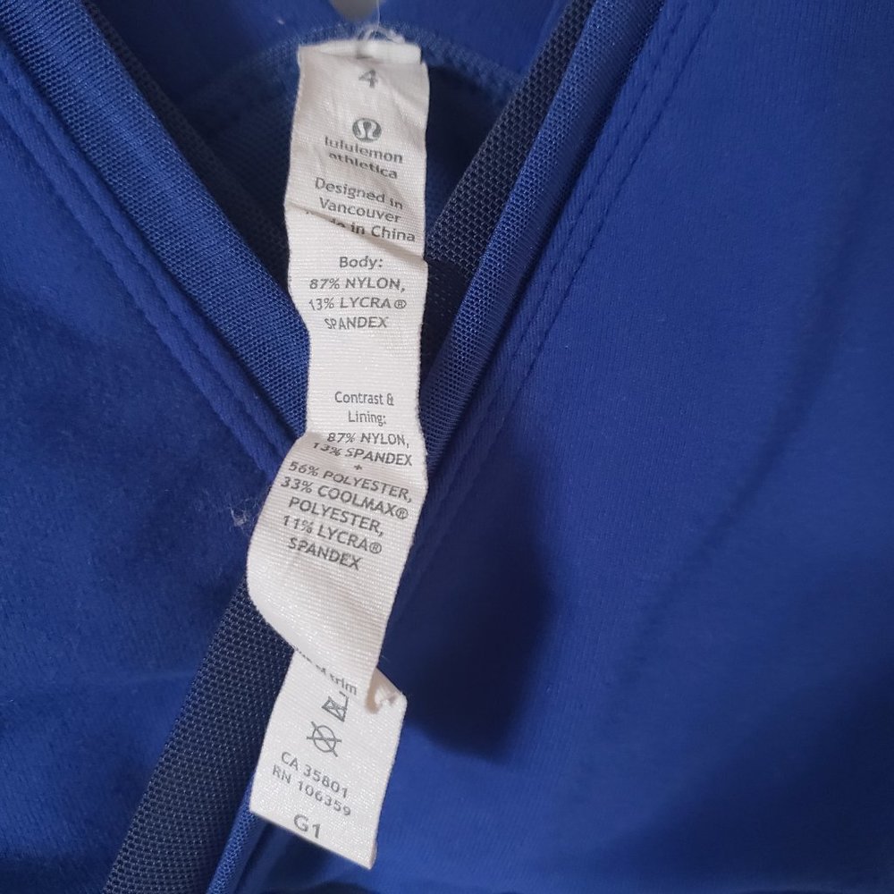Lululemon Royal Blue Deep V Tank Mesh Back Size 4 - Picture 5 of 8